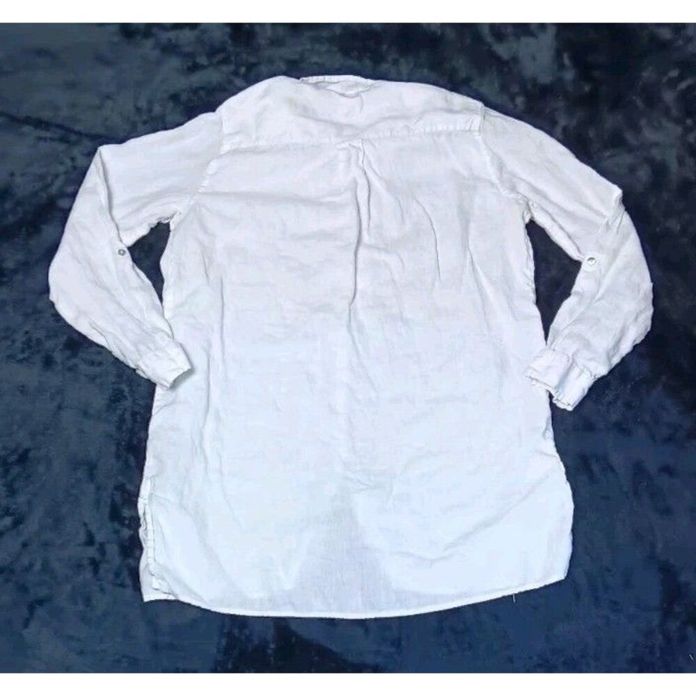 Sigrid Olson 100% Linen Button Down Tunic L White Coastal Grandma Quiet Luxury - Picture 13 of 13